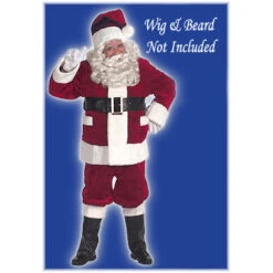 Large Burgundy Deluxe Santa Suit With Outside Pockets