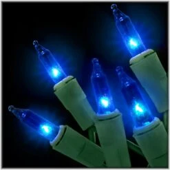 Blue 100 Lights With Green Cord