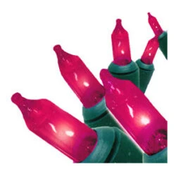 100 Pink Lights With Green Cord