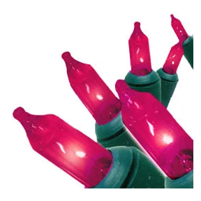 100 Pink Lights With Green Cord 1 100 Pink Lights With Green Cord