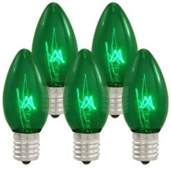 25 Green Transparent C9 Replacement Lamps