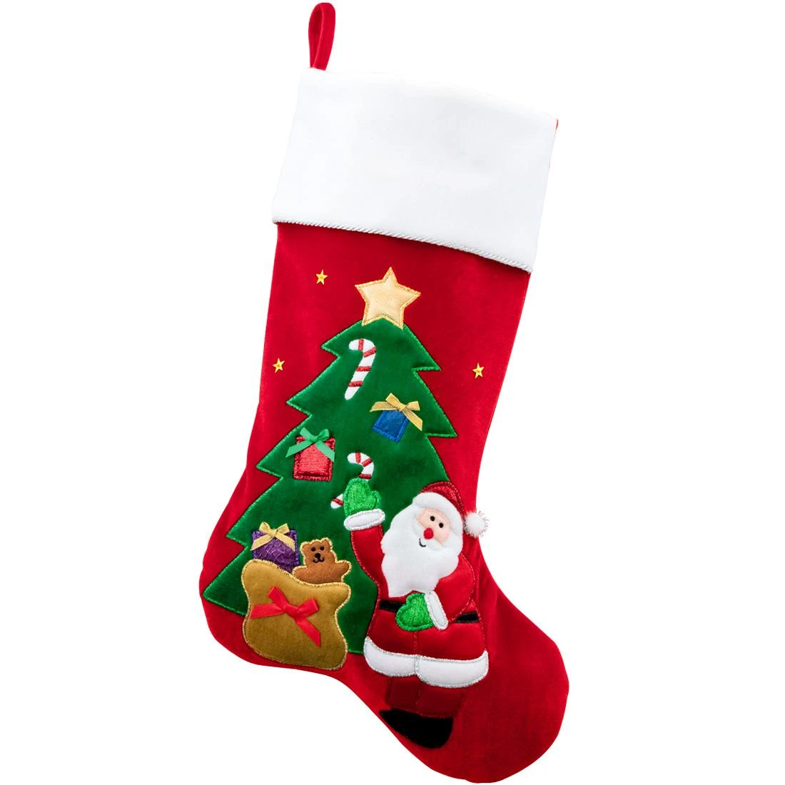 24 Inch Personalized Santa With Tree Velvet Stocking 2 24 Inch Personalized Santa With Tree Velvet Stocking - Image 2