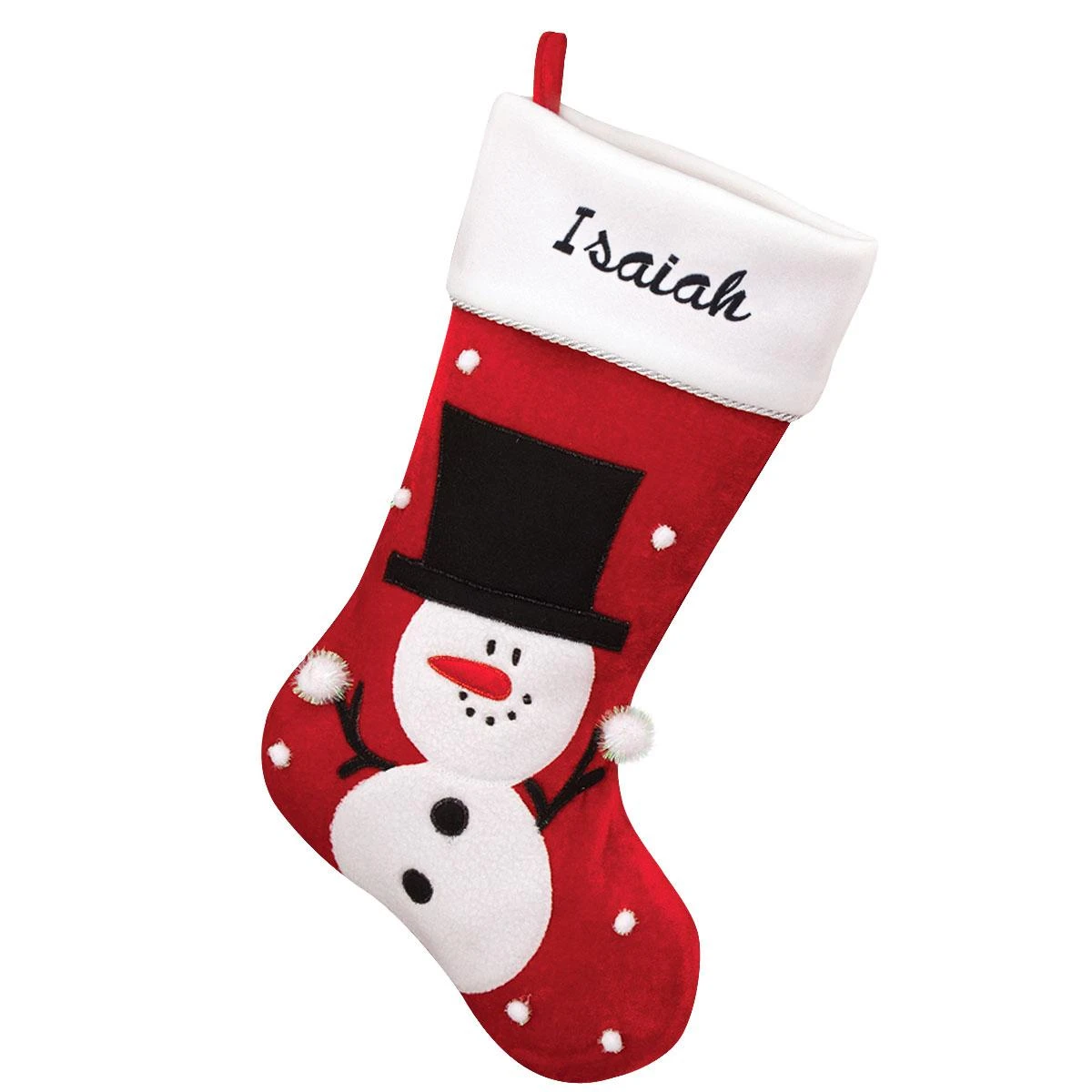 18.5 Inch Personalized Snowman Velvet And Fleece Stocking 1 18.5 Inch Personalized Snowman Velvet And Fleece Stocking