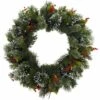 24 Inch Wintry Pine Lighted Artificial Wreath