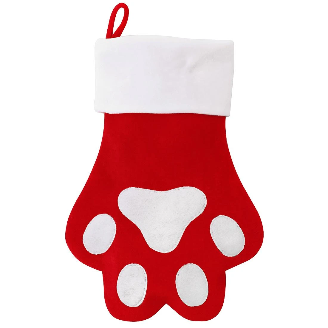 16 Inch Personalized Red Velvet Paw Stocking 2 16 Inch Personalized Red Velvet Paw Stocking - Image 2