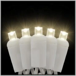 Warm White LED 50 Rectified Conical Light Set On White Cord