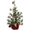 13 Inch Flocked Tree With Red Velvet Base