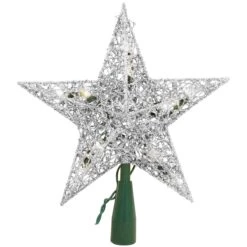 9 Inch Silver Wire Star Tree Top With 10 Lights