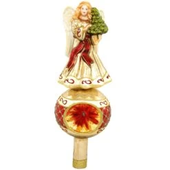 Burgundy And Gold Angel Glass Tree Topper