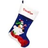 24 Inch Personalized Blue And White Velvet Stocking With Polar Bear And Penguin