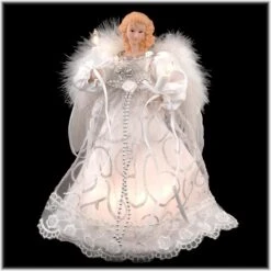 9 Inch Lighted White And Silver Angel Tree Topper