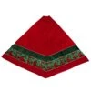 56 Inch Red Velvet Tree Skirt With Red And Green Embroidered Leaf Pattern