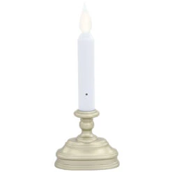 8.5 Inch Battery Operated Candle With Pewter Holder