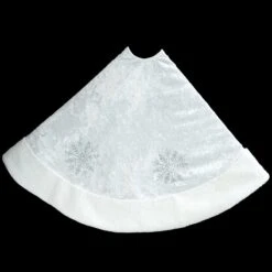 52" White Crushed Velvet Snowflake Tree Skirt