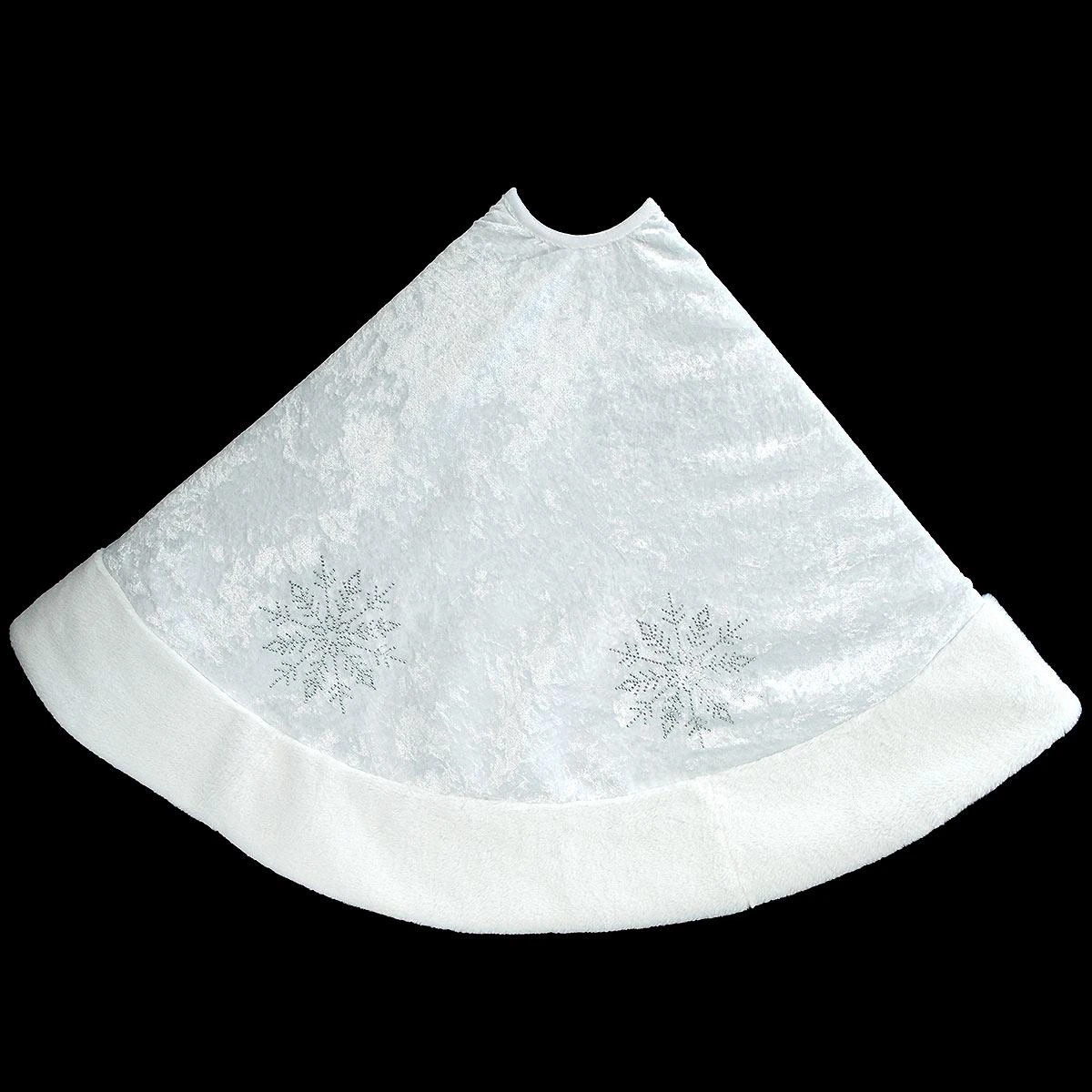 52" White Crushed Velvet Snowflake Tree Skirt 1 52" White Crushed Velvet Snowflake Tree Skirt