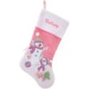 20.5 Inch Personalized Pink Knit Stocking With Snowmen