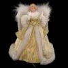 10 Inch Ivory And Gold Lighted Angel Treetop