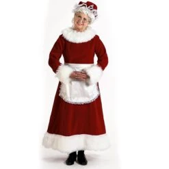 3 Piece Burgundy Velvet Mrs. Claus Outfit, Size 12-14