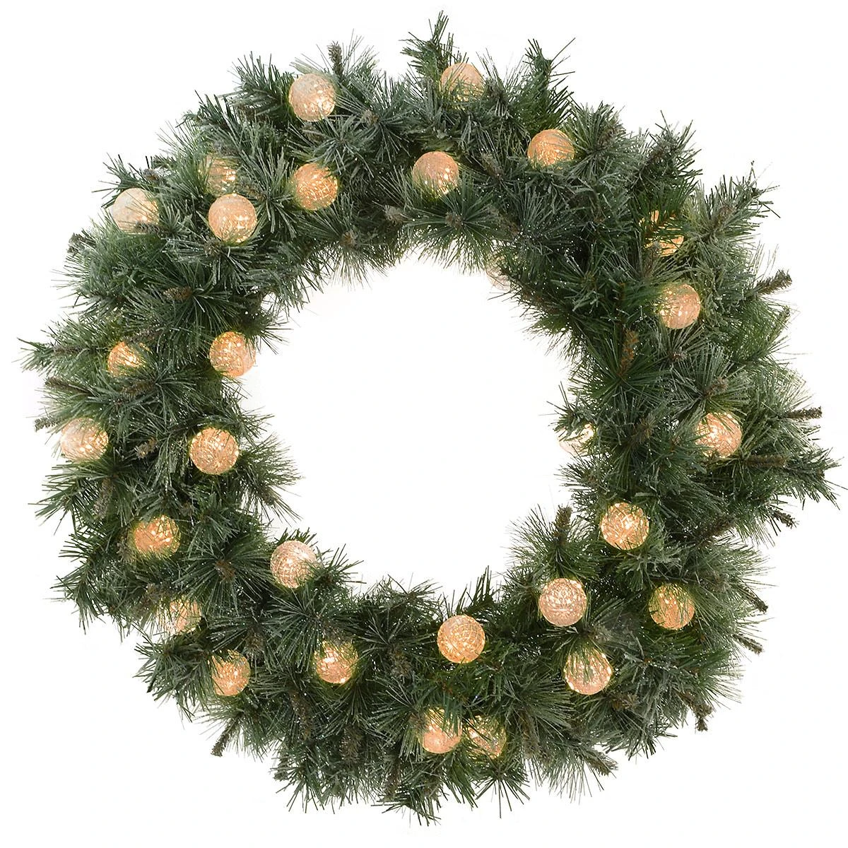 30 Inch Glittery Pine Wreath With 30 LED G40 Lights 1 30 Inch Glittery Pine Wreath With 30 LED G40 Lights