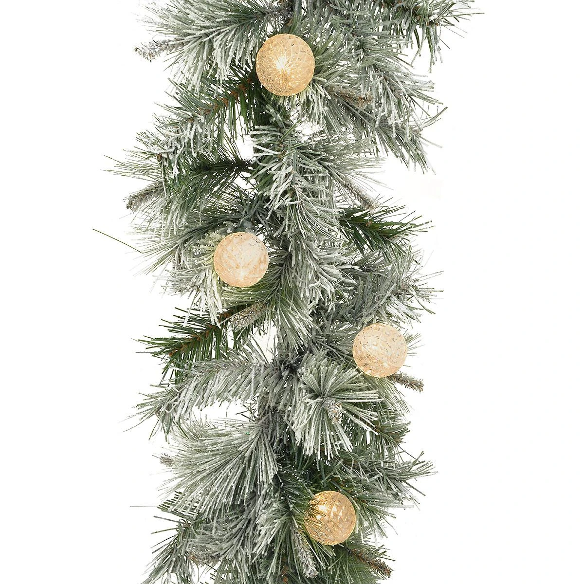 9 Ft. X 10 Inch Glittery Pine Garland With 30 LED G40 Lights 1 9 Ft. X 10 Inch Glittery Pine Garland With 30 LED G40 Lights