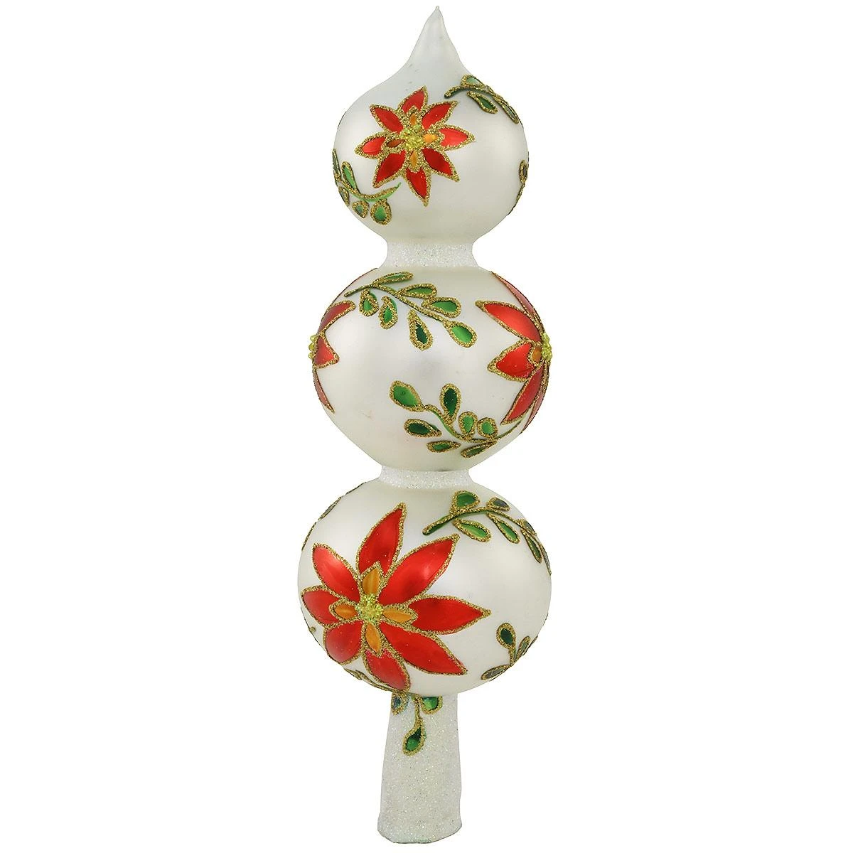 Poinsettia 3 Ball Blown Glass Tree Topper 1 Poinsettia 3 Ball Blown Glass Tree Topper