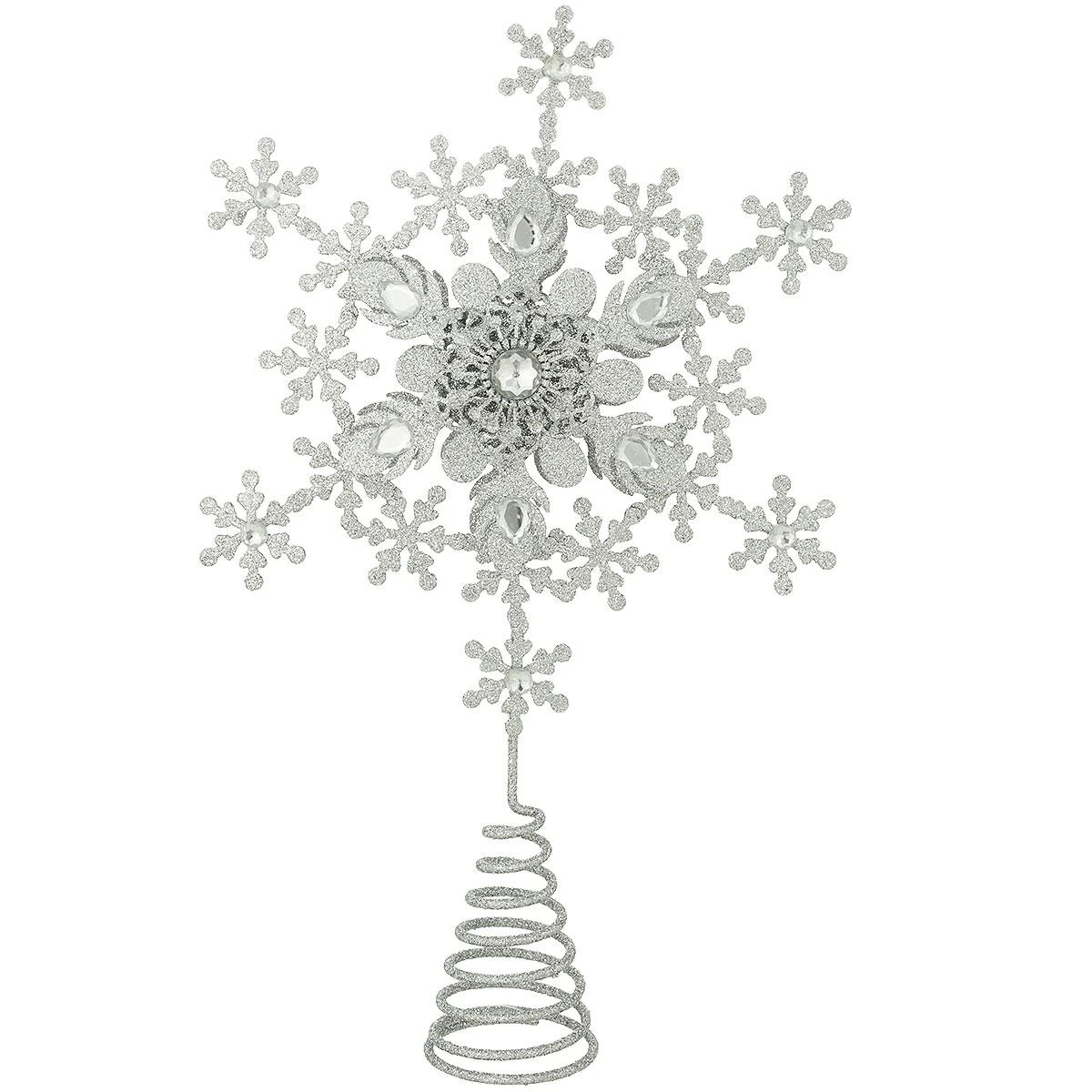 12 Inch Silver Layered Snowflake Tree Topper 1 12 Inch Silver Layered Snowflake Tree Topper