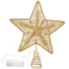 11.5 Inch Star With Bronzed Gold Thread Battery Operated LED Tree Topper
