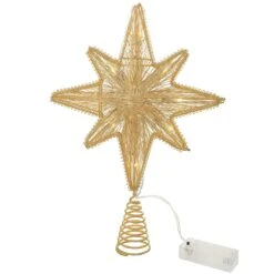 13 Inch Star With Bronzed Gold Thread Battery Operated LED Tree Topper