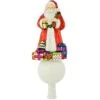 Santa With Presents Glass Tree Topper
