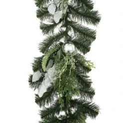 6 Ft. X 12" Australian Pine Garland With Silver Leaves And Ornaments