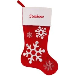 20.5 Inch Personalized Red Velvet Snowflake Stocking