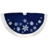 48 Inch Blue Velvet Tree Skirt With Snowflakes