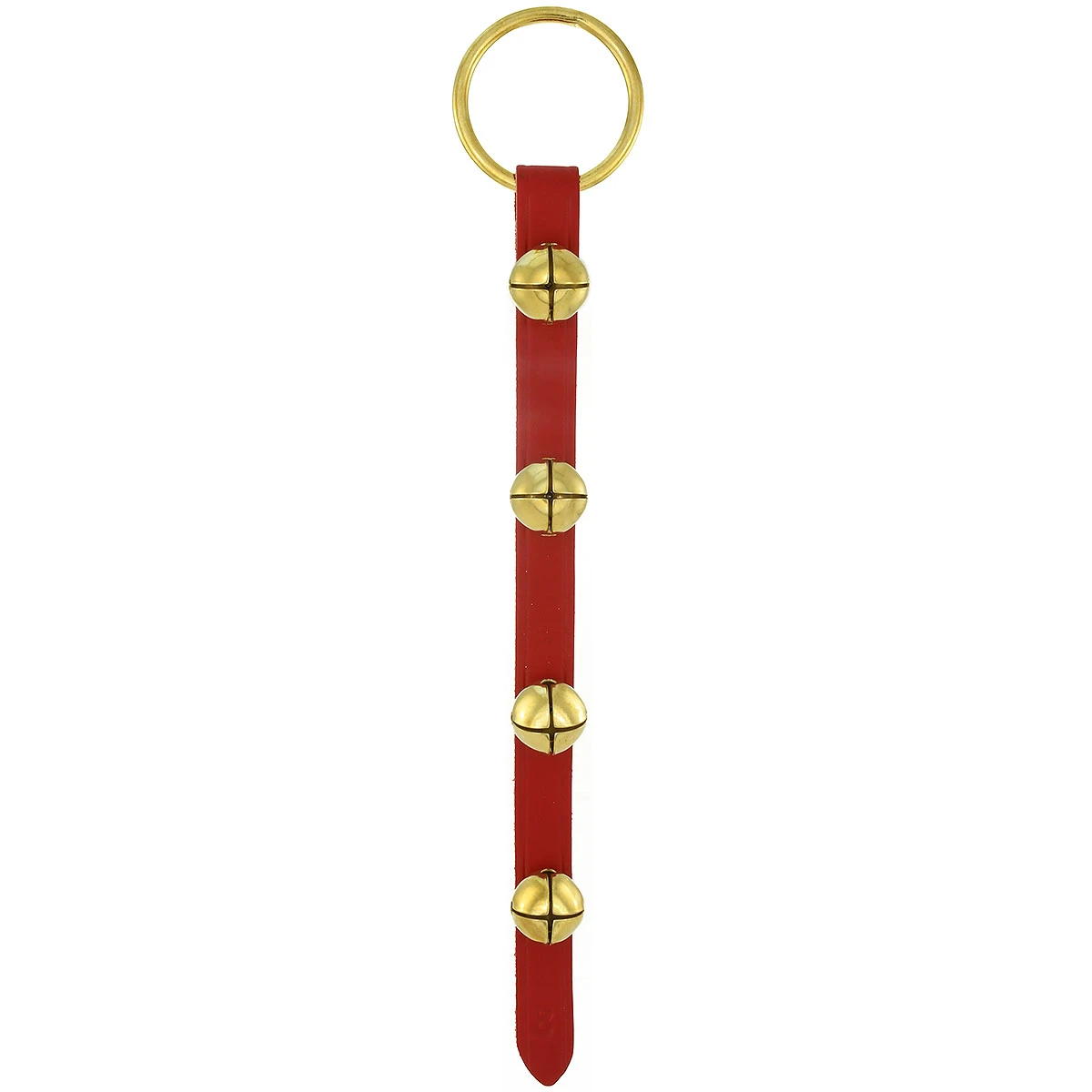 15.5 Inch Red Leather Strap With 4 Sleigh Bells 1 15.5 Inch Red Leather Strap With 4 Sleigh Bells