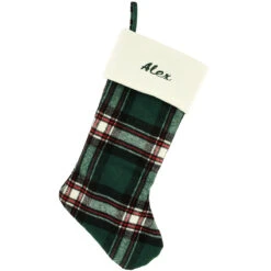 21 Inch Personalized Green Plaid Stocking