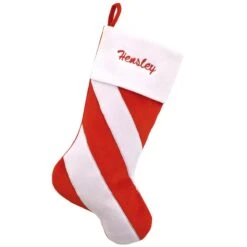 20.5 Inch Personalized Stocking With Candy Cane Stripes