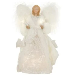 10” Angel Tree Topper With White Dress