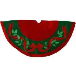 48 Inch Tree Skirt With Holly And Bow Design