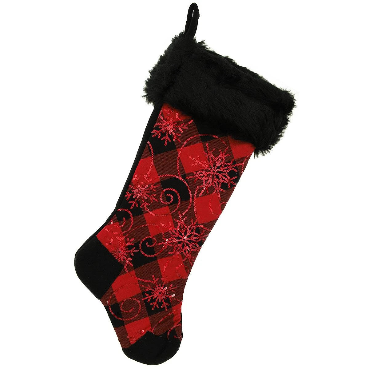 21.5 Plaid Stocking With Sequins 1 21.5 Plaid Stocking With Sequins