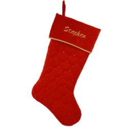 21 Inch Personalized Quilted Red Stocking