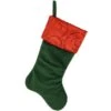 19 Inch Green Velvet Stocking With Red Sequined Cuff