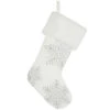 21 Inch White Velveteen Stocking With Silver Snowflakes