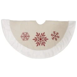 48 Inch Beige Snowflake Tree Skirt