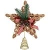 Gold Wire Star With Gingham Bow Tree Topper