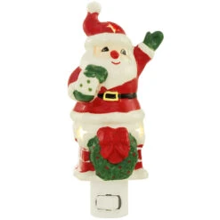 Santa In Chimney Ceramic Night Light