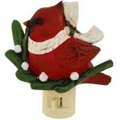 Cardinal Night Light With Holly And Mistletoe