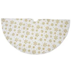 48 Inch Snowflake White And Gold Tree Skirt