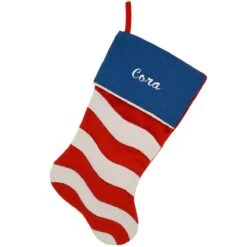 20.5 Inch Personalized Red, White And Blue Suede Stocking