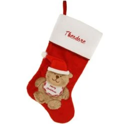20.5 Inch Personalized Teddy Bear Merry Christmas Stocking