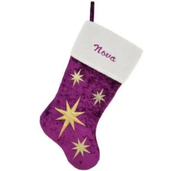 20.5 Inch Personalized Purple Stocking With Stars