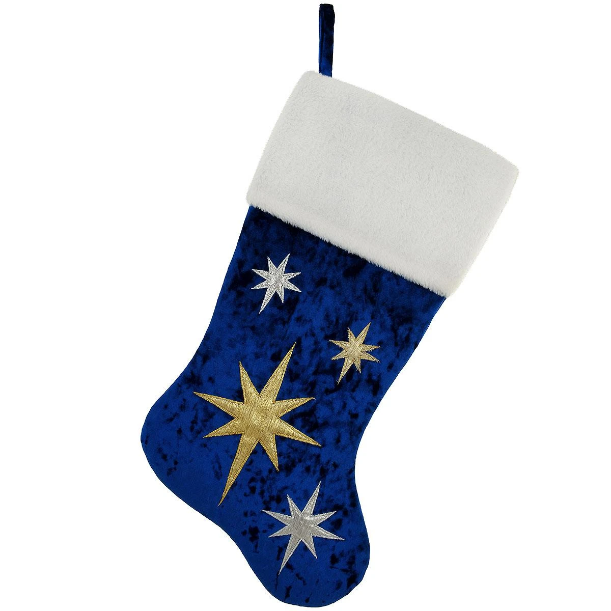 20.5 Inch Personalized Blue Stocking With Stars 2 20.5 Inch Personalized Blue Stocking With Stars - Image 2